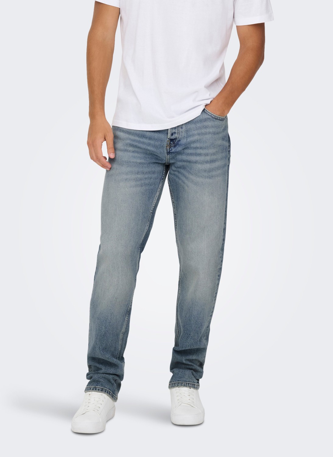 Only & Sons Orta Bel Regular Straight Açık Mavi Erkek Denim Pantolon Onsedge Performance Lb 3816 Dot Dnm görsel 2