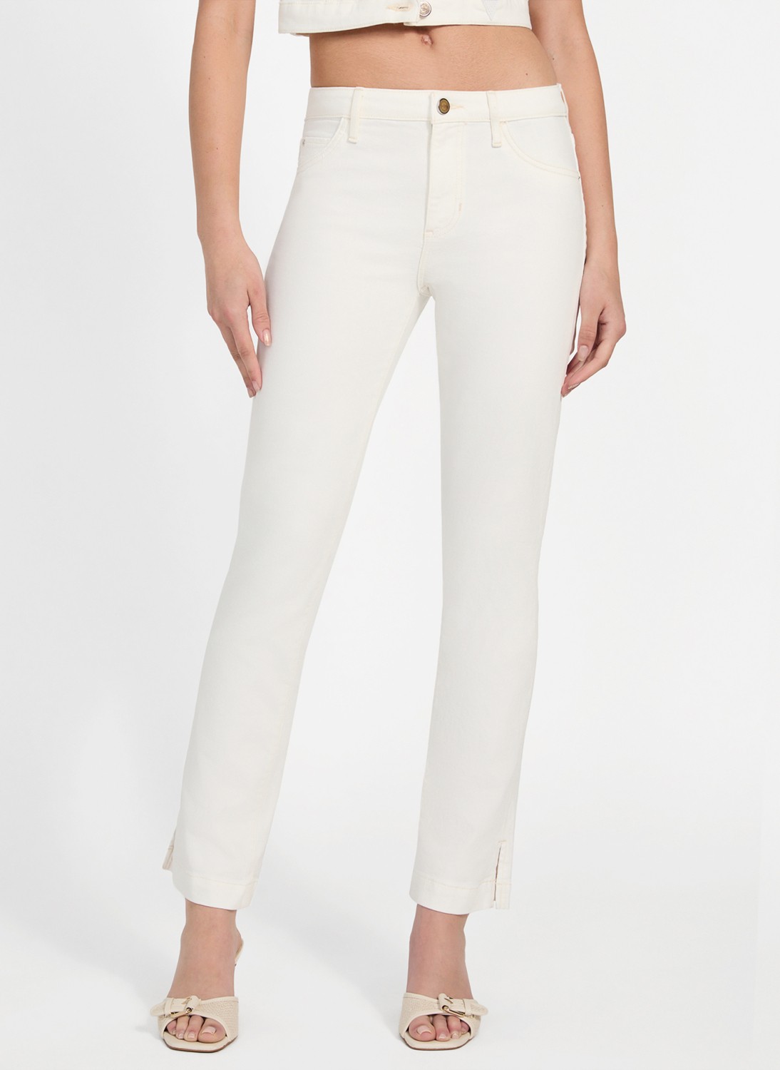 Guess Yüksek Bel Skinny Paça Slim Fit Krem Kadın Denim Pantolon Audrey Kadın Slim Fit Jean görsel 2