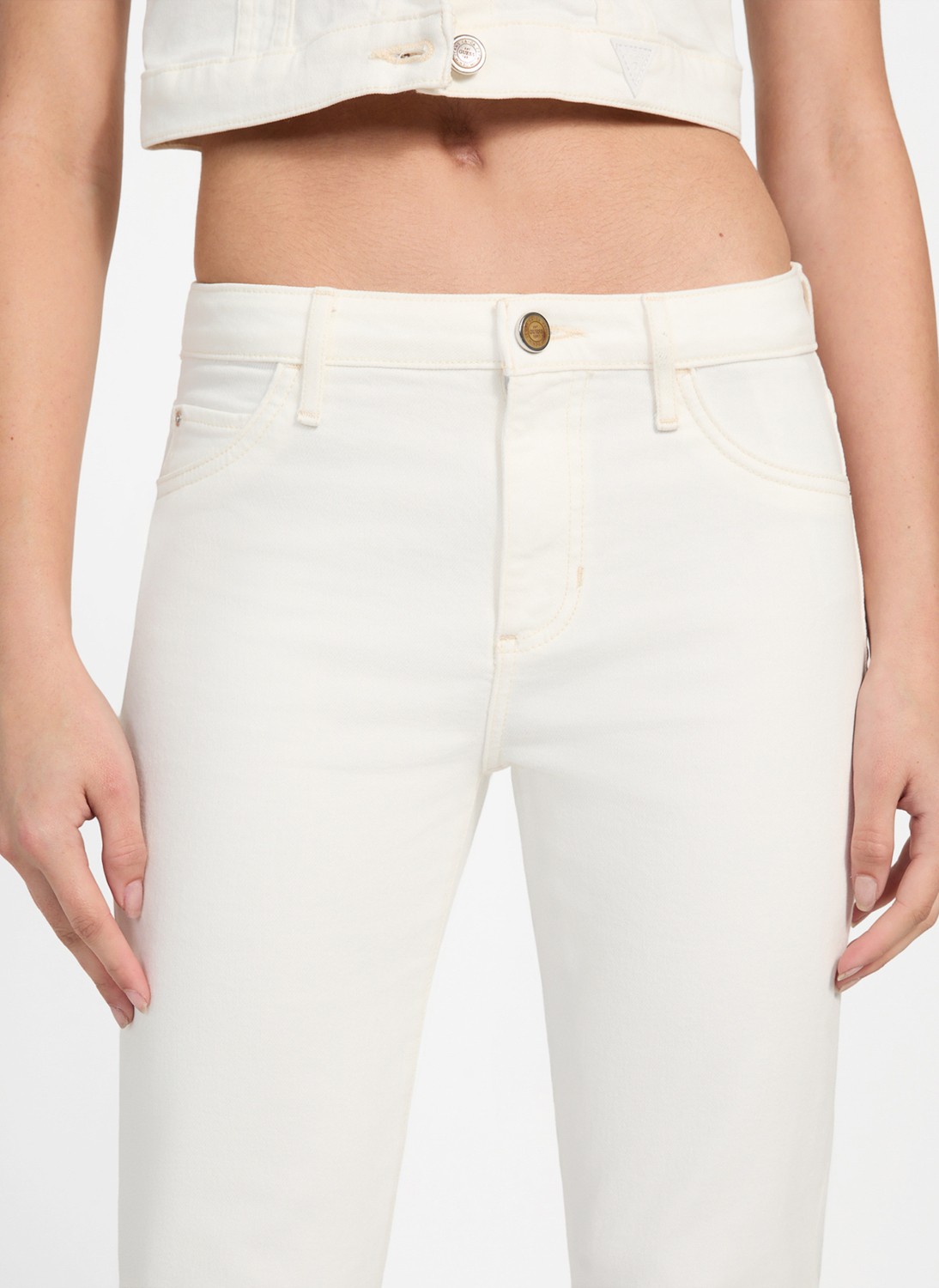 Guess Yüksek Bel Skinny Paça Slim Fit Krem Kadın Denim Pantolon Audrey Kadın Slim Fit Jean görsel 3