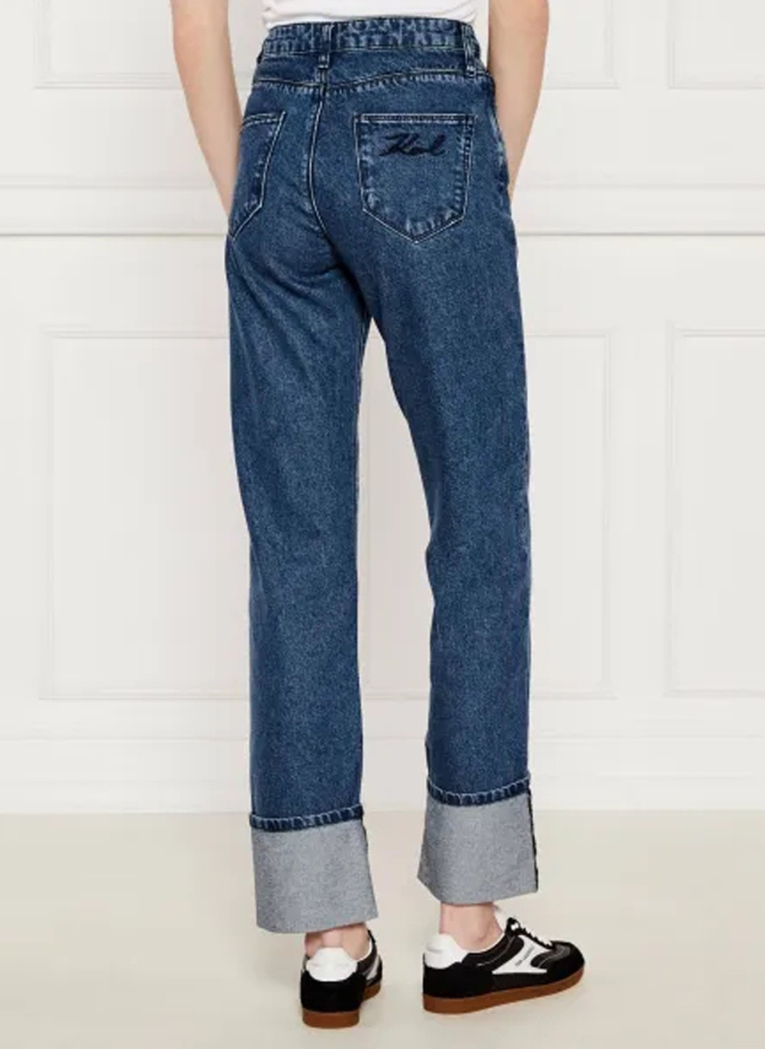 Karl Lagerfeld Yüksek Bel Düz Paça Standart Mavi Kadın Denim Pantolon A3W10017 görsel 5