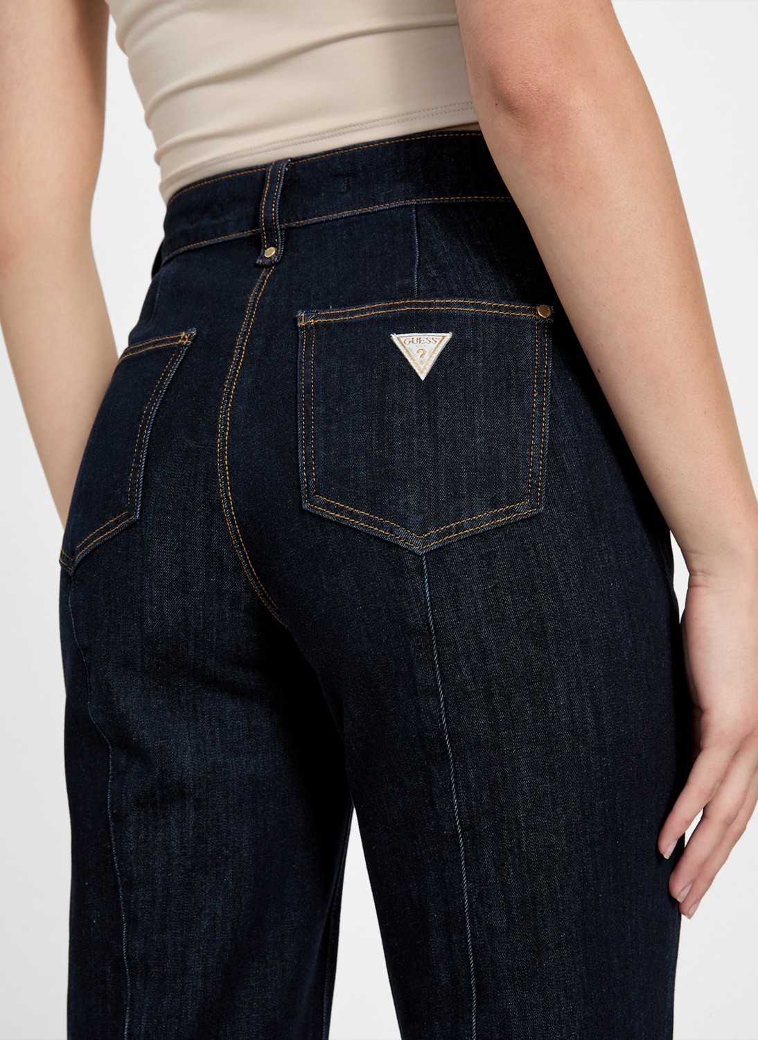 Guess Yüksek Bel Ispanyol Paça Skinny Fit Lacivert Kadın Denim Pantolon New Faye Kadın Modal Karışımlı Skin görsel 4