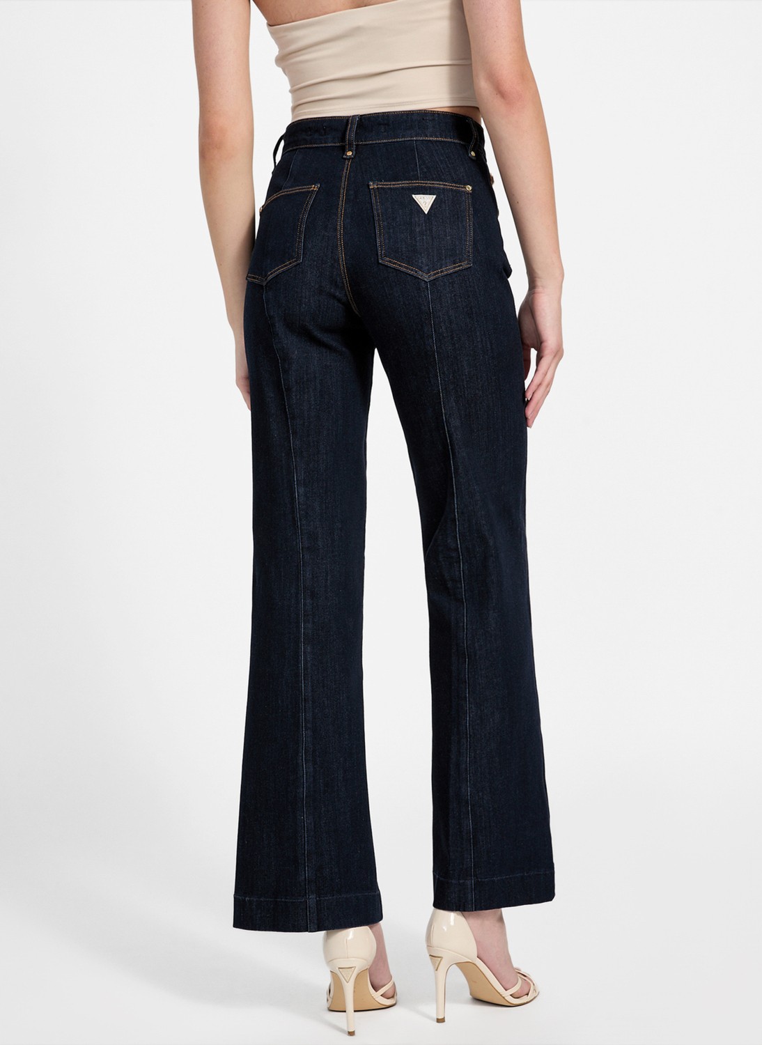 Guess Yüksek Bel Ispanyol Paça Skinny Fit Lacivert Kadın Denim Pantolon New Faye Kadın Modal Karışımlı Skin görsel 5