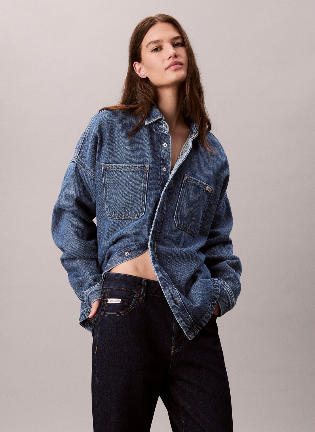 Calvin Klein Jeans Yüksek Bel Düz Paça Relaxed Mavi Kadın Denim Pantolon LV047D711GZ1H görsel 3
