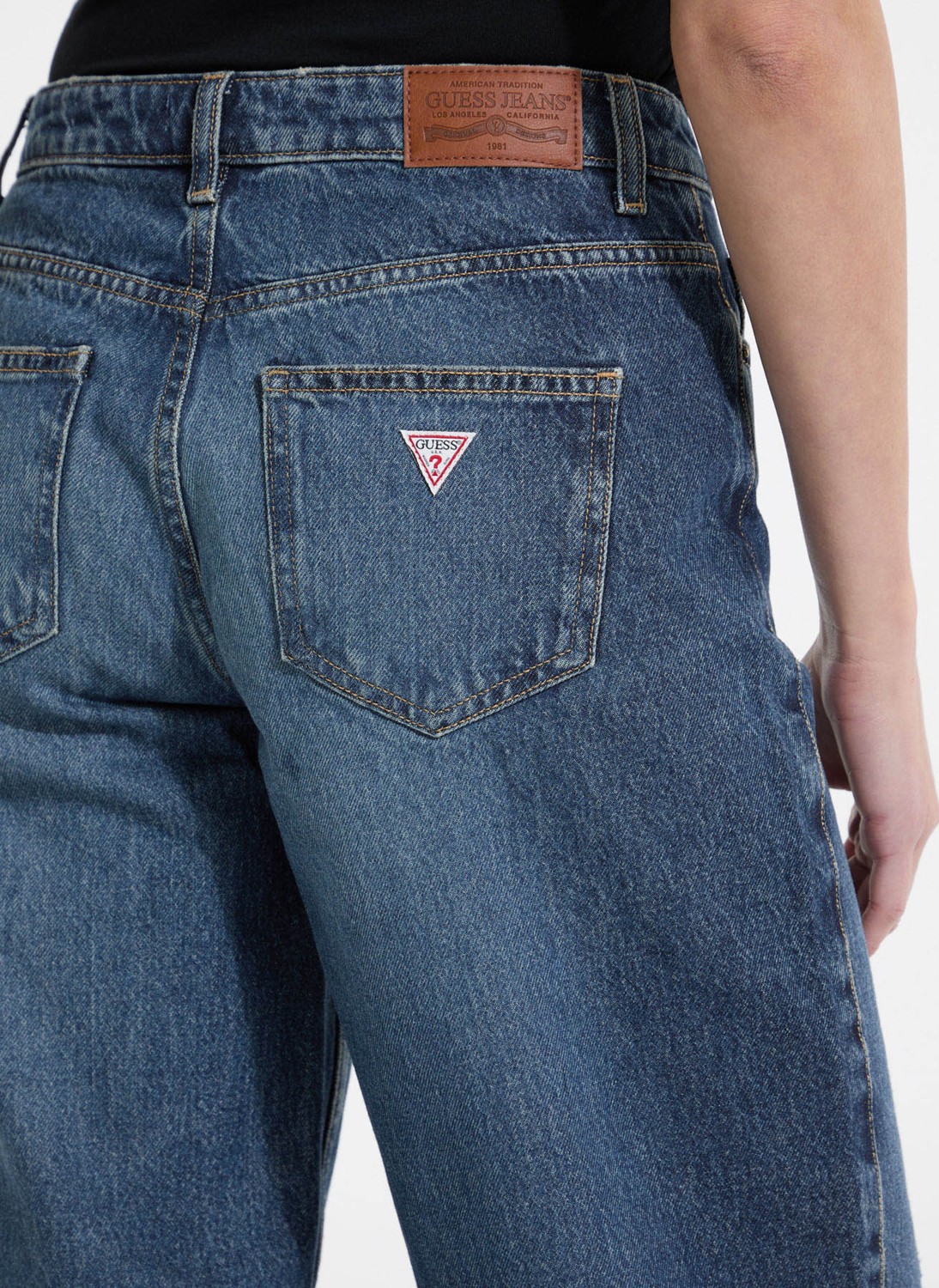 Guess Jeans Yüksek Bel Geniş Paça Relaxed Lacivert Kadın Denim Pantolon Guess Jeans Kadın Relaxed Fit Jean görsel 4