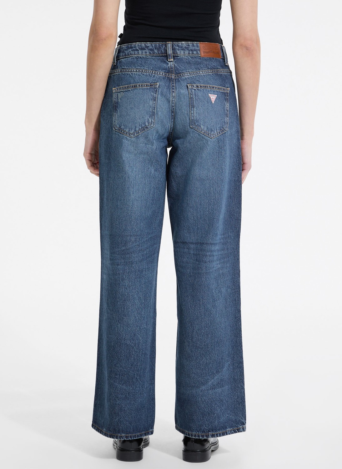 Guess Jeans Yüksek Bel Geniş Paça Relaxed Lacivert Kadın Denim Pantolon Guess Jeans Kadın Relaxed Fit Jean görsel 5