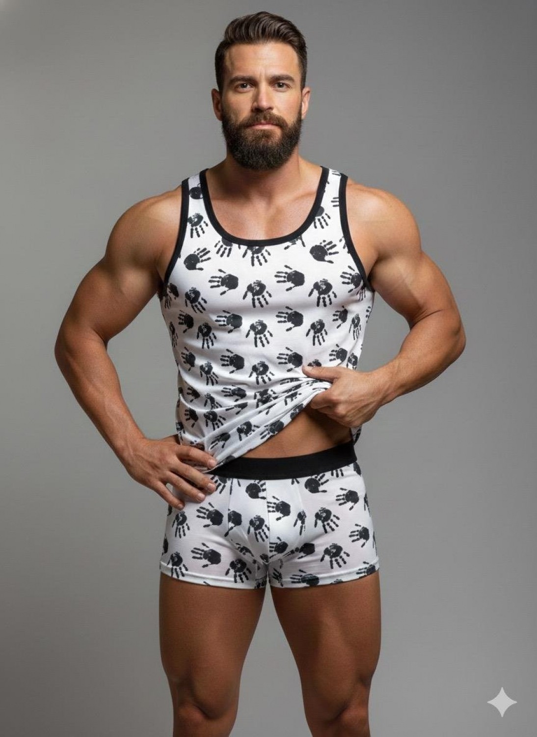 Marsilyan Erkek Desenli Tank Top Boxer Takım
