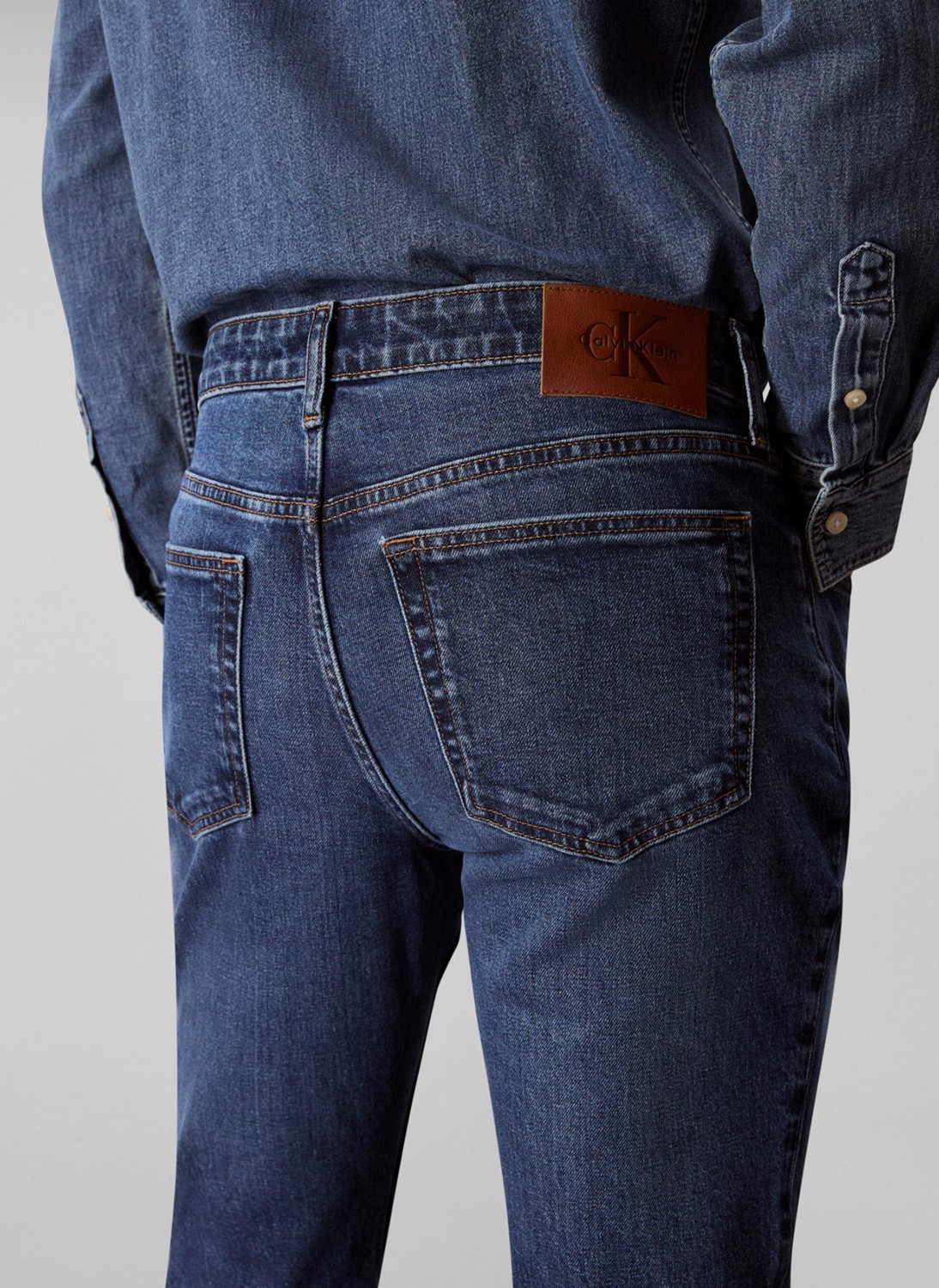 Calvin Klein Jeans Normal Bel Slim Fit Mavi Erkek Denim Pantolon LV04RB735GASA Slım Hampton Jean görsel 3
