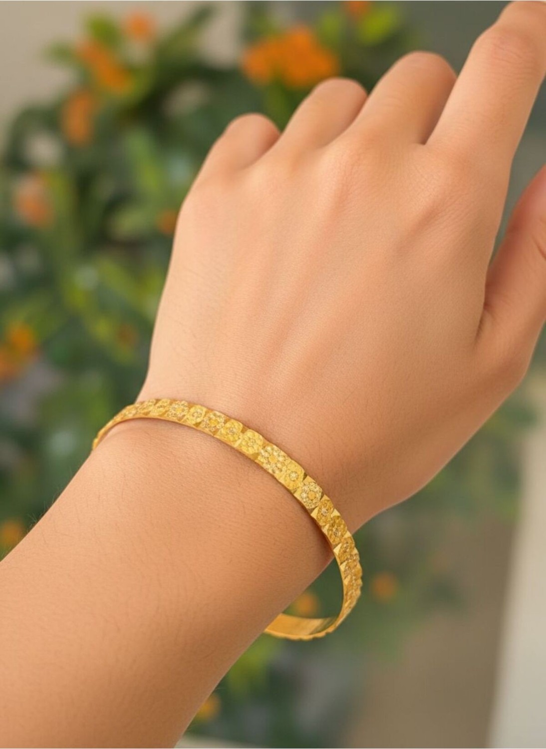 Kuyumcu Nurettin 9 gr (Gram) Papatya Desenli Çöp Bilezik Işçiliksiz Yatırımlık 22 Ayar Altın