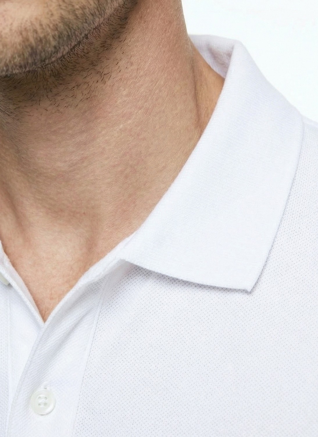 Fabrika Düz Beyaz Erkek Polo T-Shirt Nobro Cepsız Nb görsel 5