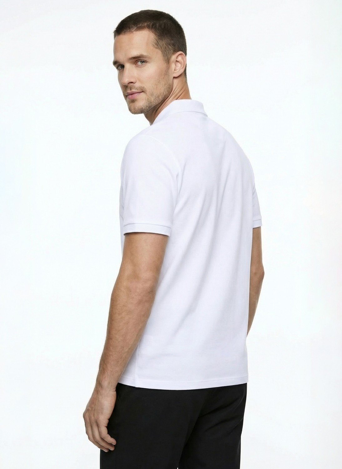 Fabrika Düz Beyaz Erkek Polo T-Shirt Nobro Cepsız Nb görsel 6