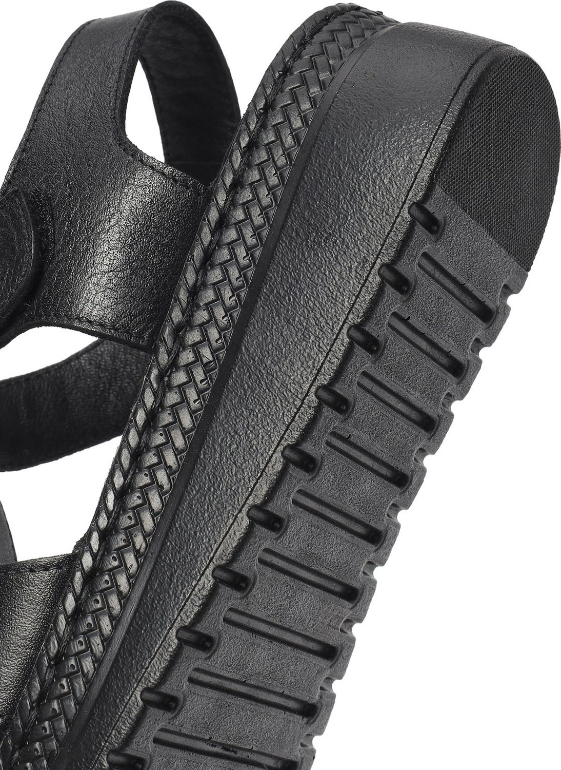 Derimod Kadın Siyah Kalın Tabanlı Deri Comfort Sandalet 26SFD411818 görsel 8