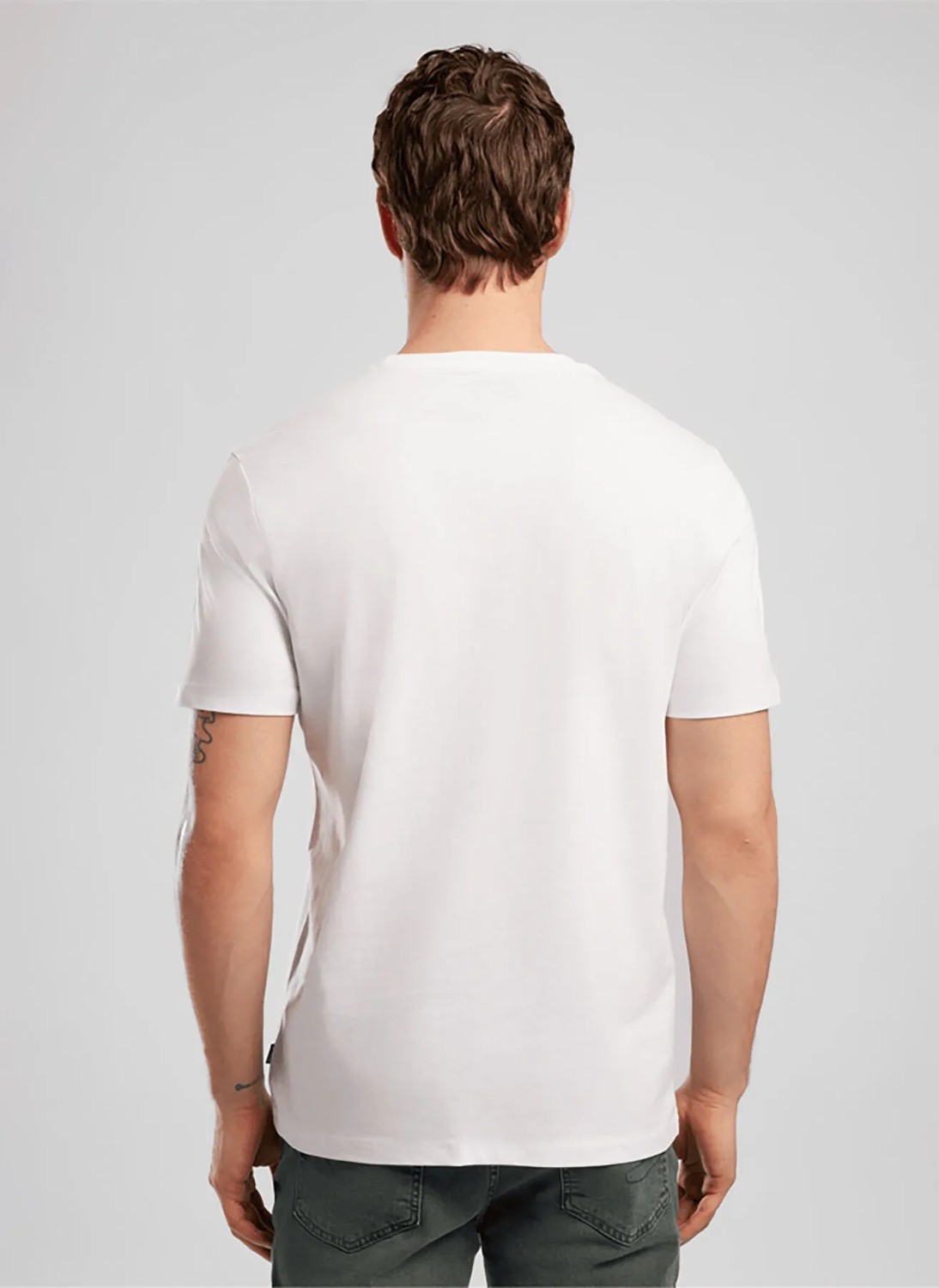 Lee Cooper LONDONLOGO Erkek Regular Fit %100 Pamuk Baskılı Bisiklet Yaka T-Shirt Beyaz görsel 3