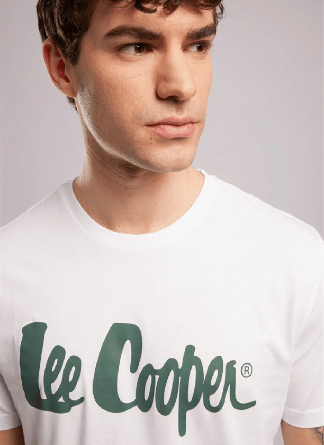 Lee Cooper LONDONLOGO Erkek Regular Fit %100 Pamuk Baskılı Bisiklet Yaka T-Shirt Beyaz görsel 4