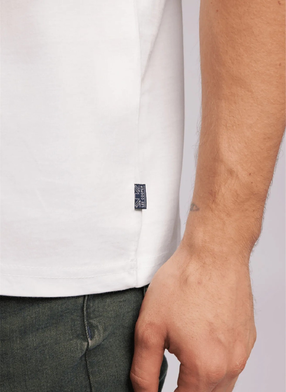 Lee Cooper LONDONLOGO Erkek Regular Fit %100 Pamuk Baskılı Bisiklet Yaka T-Shirt Beyaz görsel 5