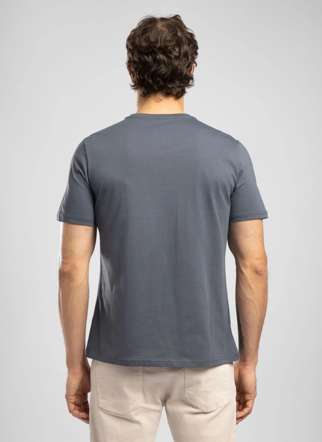 Lee Cooper DRAWOS Erkek Regular Fit %100 Pamuk Basic Bisiklet Yaka T-Shirt Gri görsel 2
