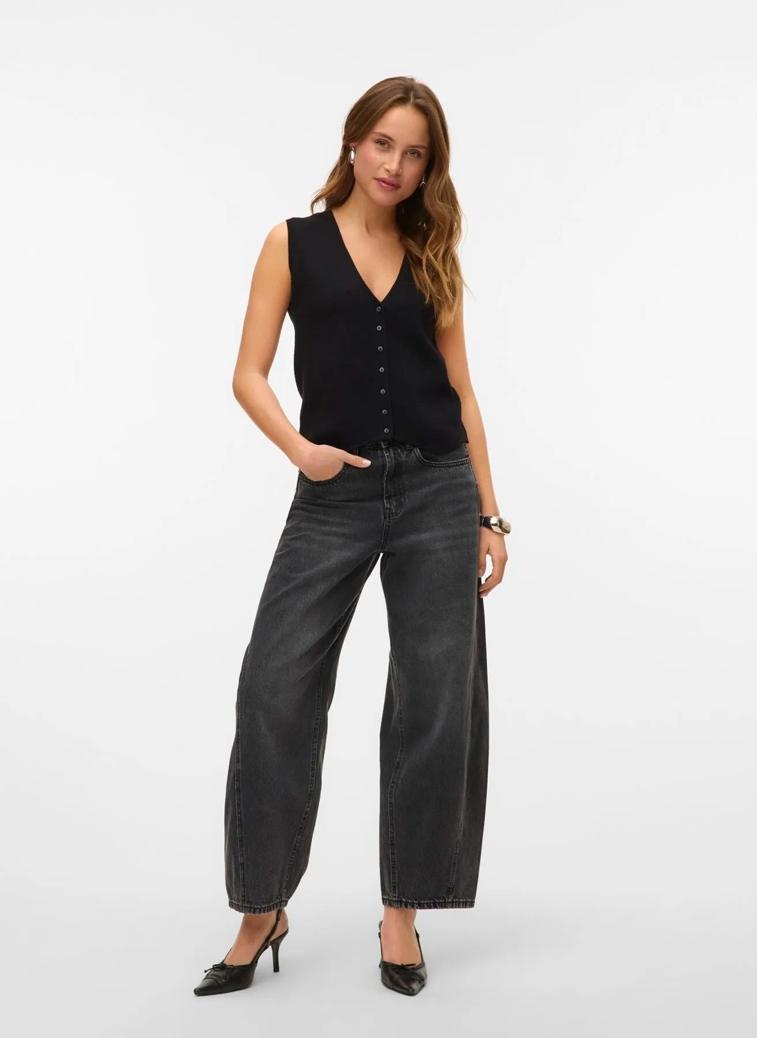 Vero Moda Siyah Kadın Denim Pantolon Vmzelda Hr Barrel Denım Jeans Mıx