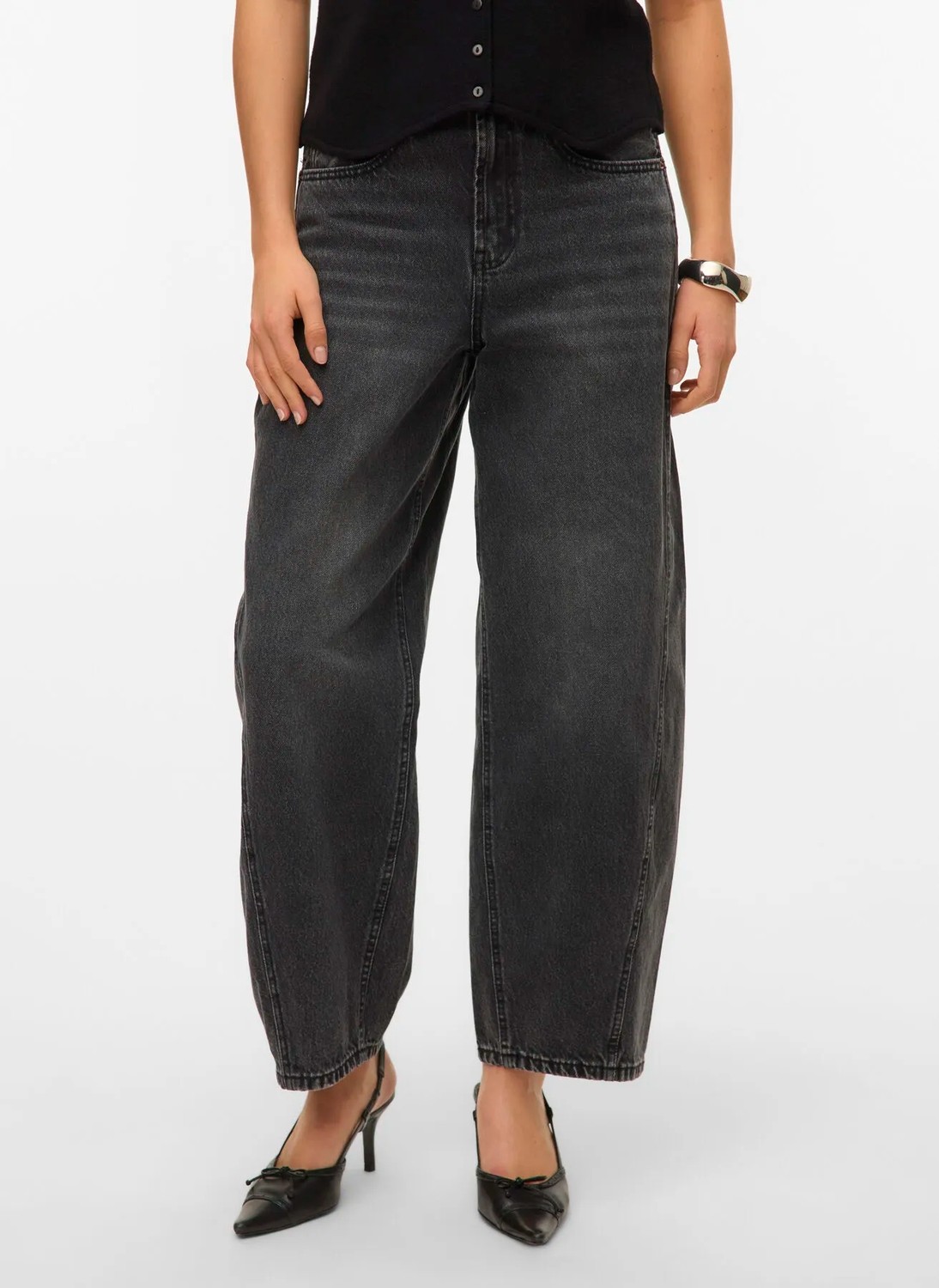 Vero Moda Siyah Kadın Denim Pantolon Vmzelda Hr Barrel Denım Jeans Mıx görsel 2