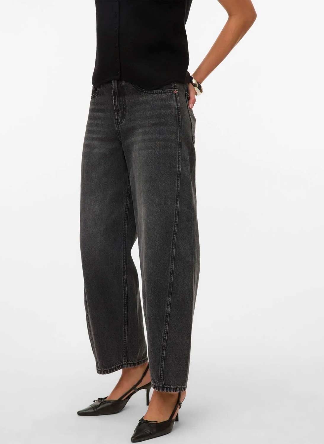 Vero Moda Siyah Kadın Denim Pantolon Vmzelda Hr Barrel Denım Jeans Mıx görsel 3