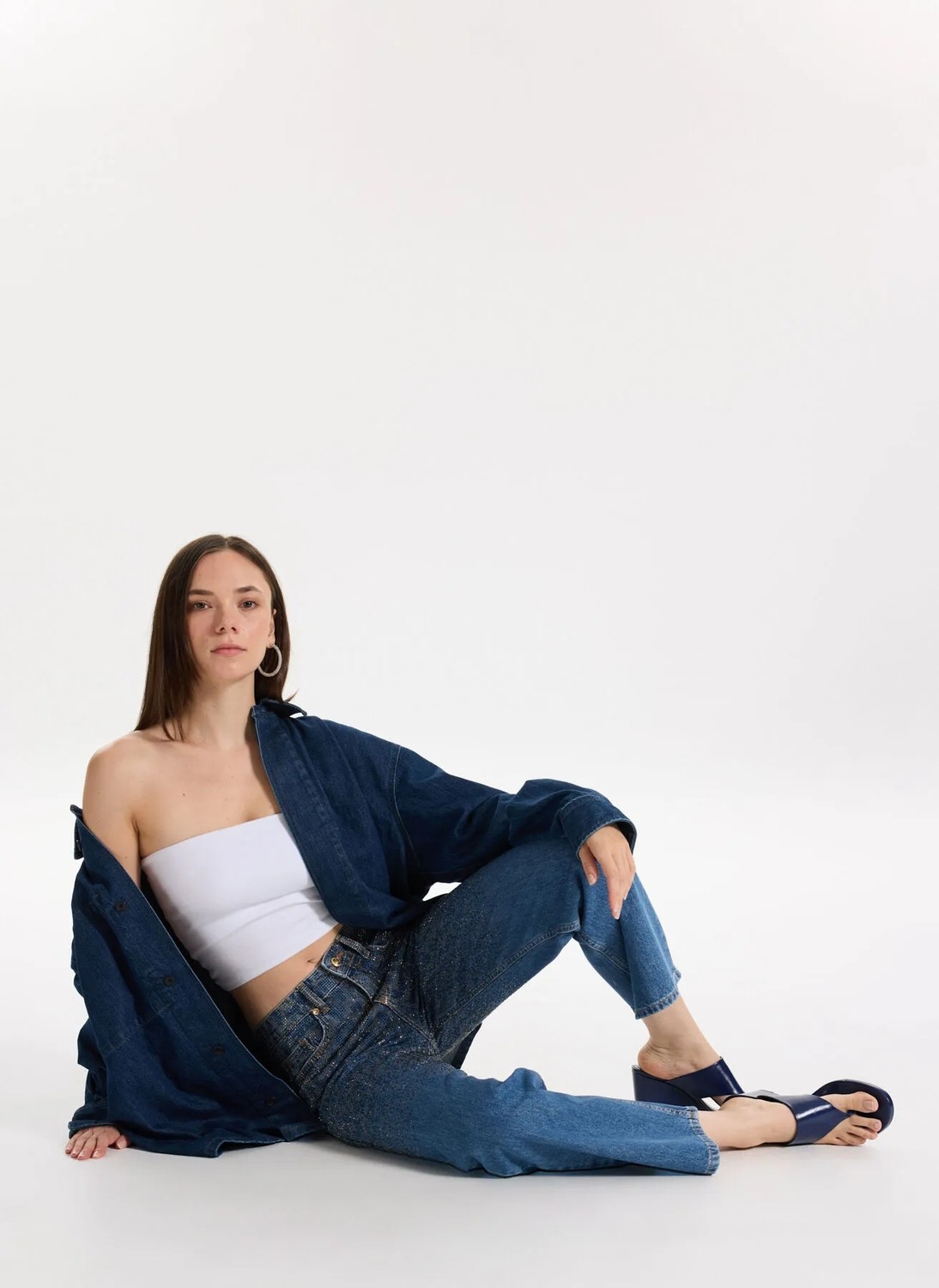 Just Cavalli Mavi Kadın Standart Denim Pantolon 78PAB5S7