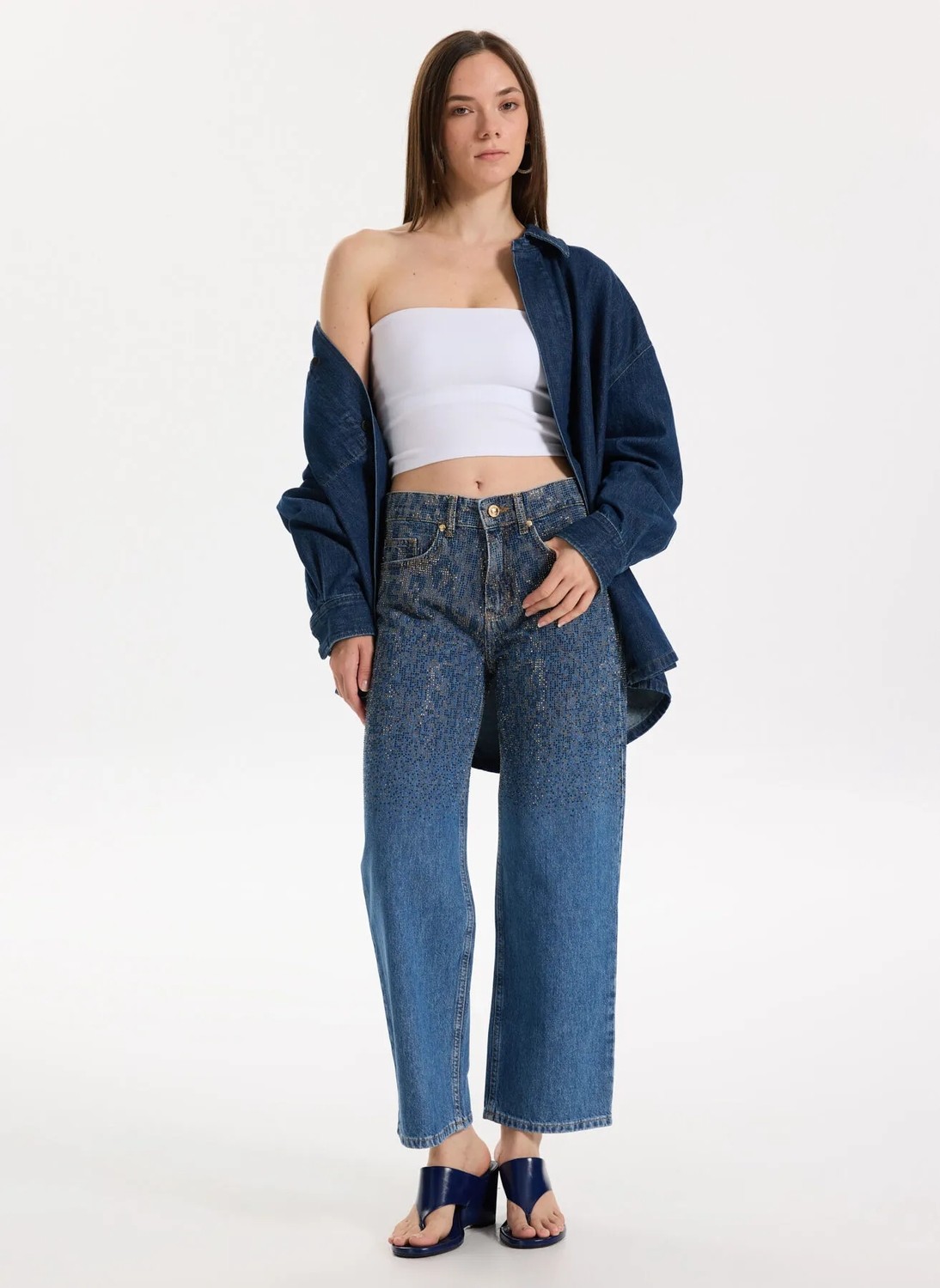 Just Cavalli Mavi Kadın Standart Denim Pantolon 78PAB5S7 görsel 2