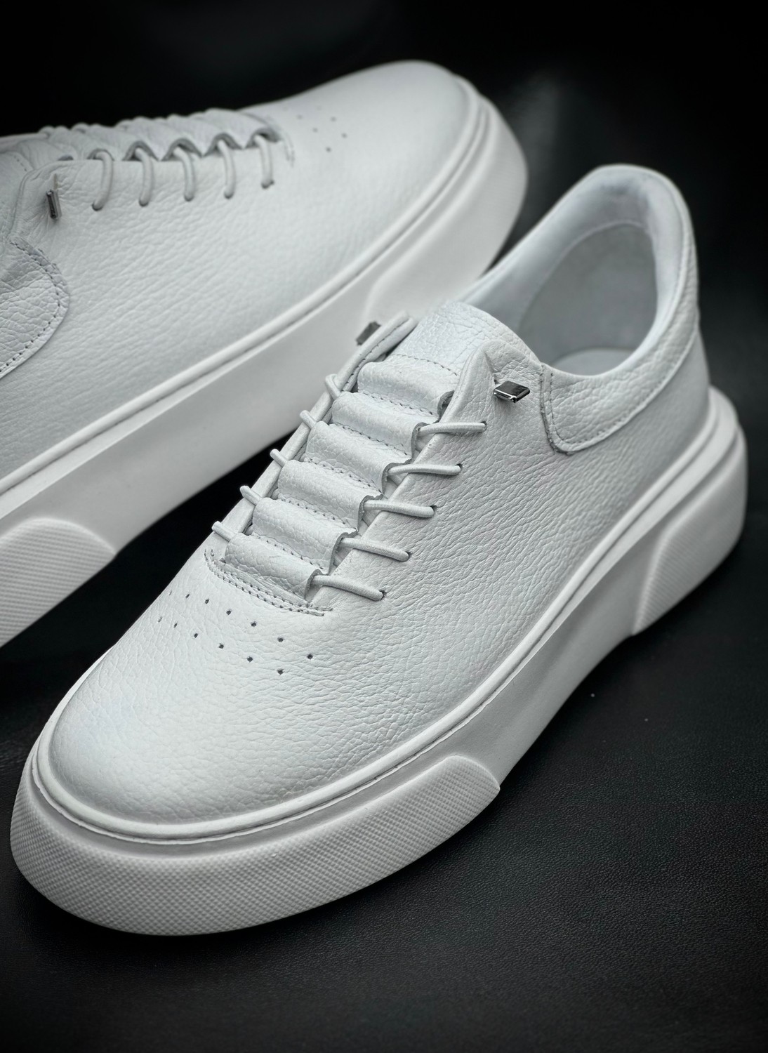 Derify Hakiki Deri Beyaz Erkek Casual Ayakkabı, Ortopedik, Ultra Rahat, Akıllı Bağcık, Günlük Sneaker görsel 5