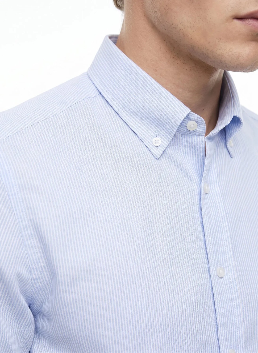 Altınyıldız Classics Mavi Erkek Düğmeli Tailored Fit Çizgili Gömlek ACE201262278 görsel 4