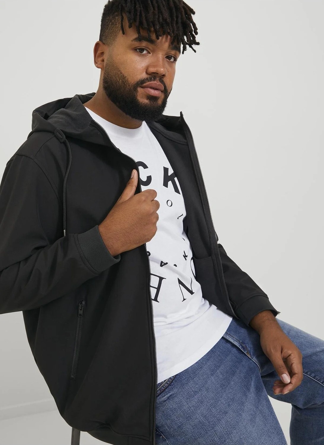 Jack & Jones Siyah Erkek Mont 12236331_JJEBASIC Softshell Hood No görsel 4