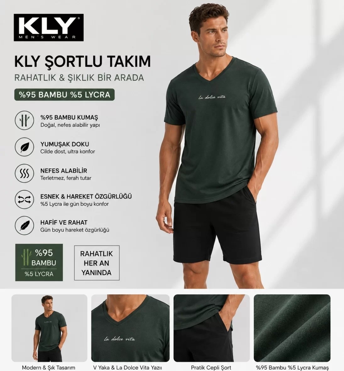 Melonika Kly Erkek Bambu Şortlu Pijama Takım 26210