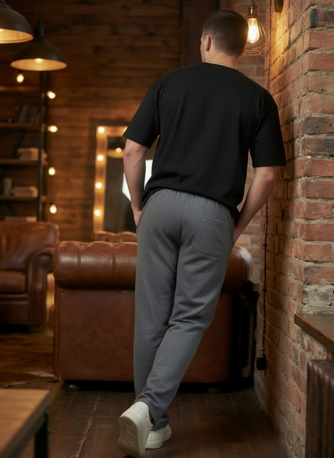 Veleno Erkek Siyah Baggy Biyeli Oversize Relaxed 4 Mevsim Eşofman Altı Bol Paça 2 Iplik Tam Kalıp görsel 6