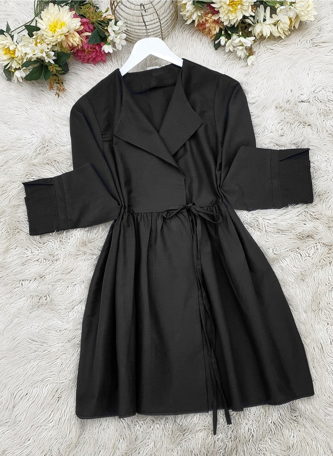Moda Morfo Yan Bağcıklı Kol Manşeti Yırtmaçlı Kimono -Laci görsel 4