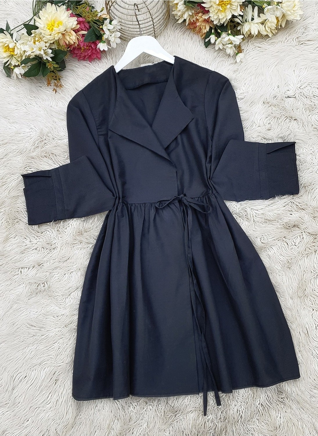 Moda Morfo Yan Bağcıklı Kol Manşeti Yırtmaçlı Kimono -Laci görsel 7