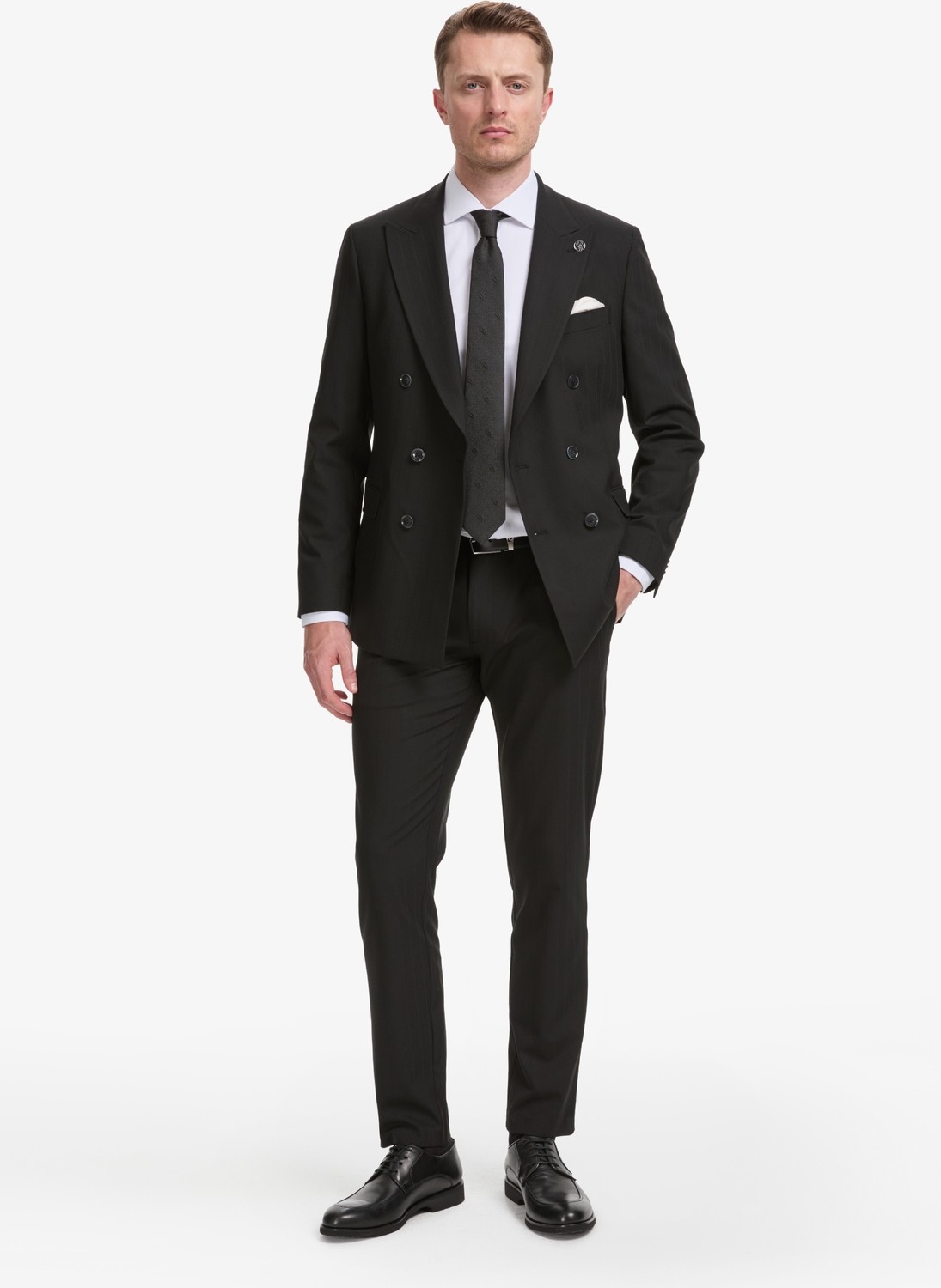 Pierre Cardin Erkek Lacivert Ex. Slim Fit Çizgili Kruvaze Takım Elbise 50325157-VR033