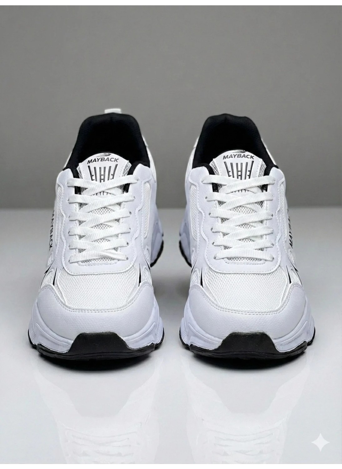 Mayback Siyah - Beyaz Erkek Ortopedik Sneaker Ayakkabı Düz Taban ve Nefes Alabilir Malzeme görsel 6