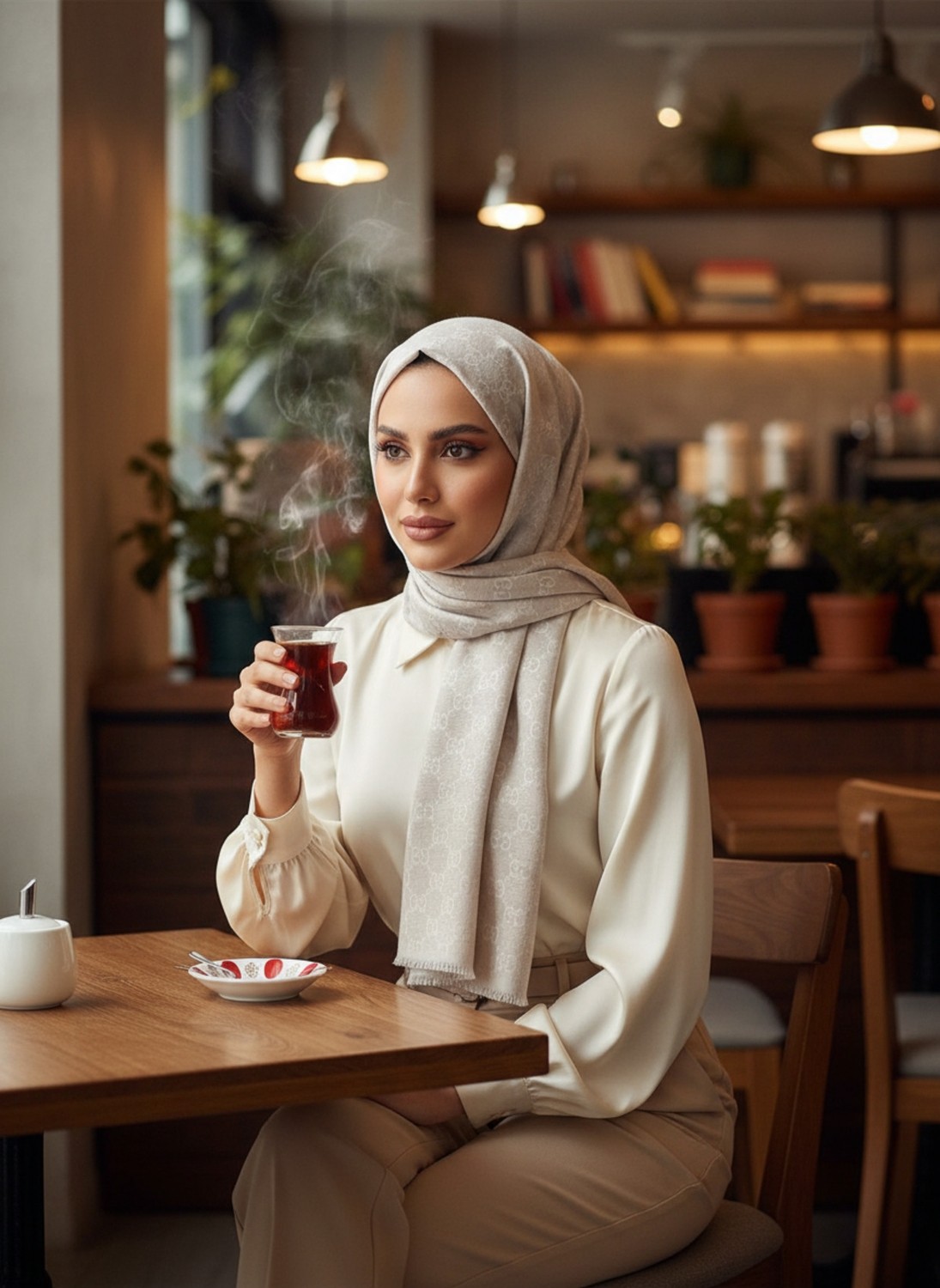 Lady Coco Yaz Esintisi Kendinden G Desenli Krep Şal