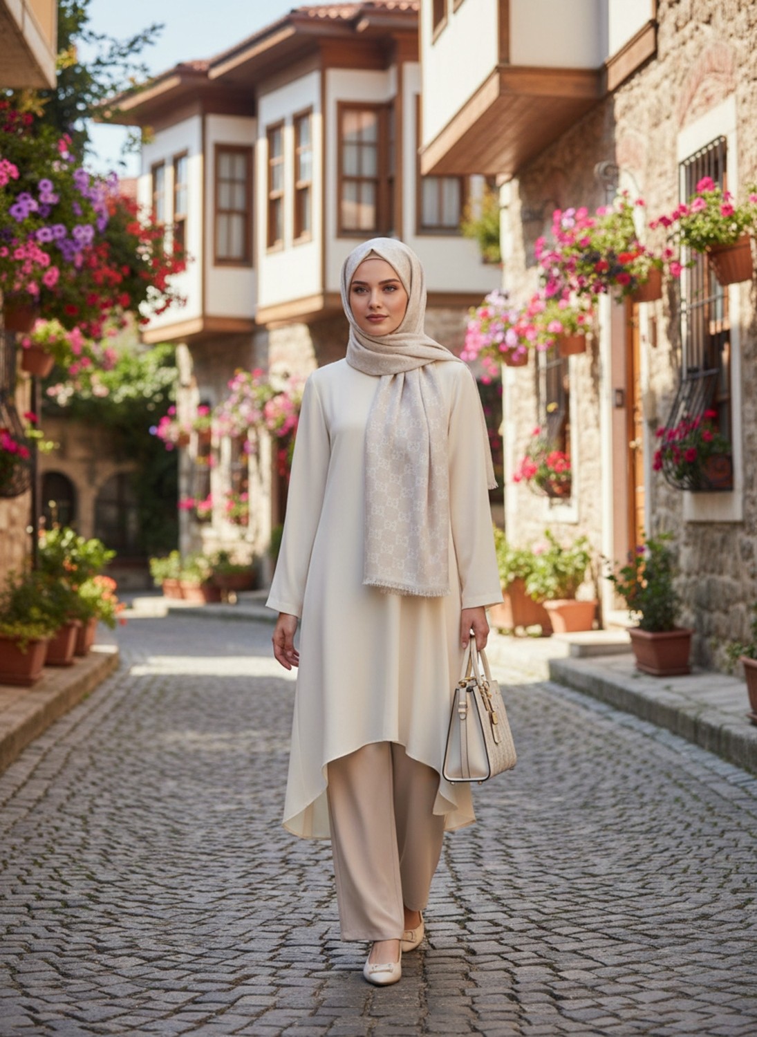 Lady Coco Yaz Esintisi Kendinden G Desenli Krep Şal görsel 3