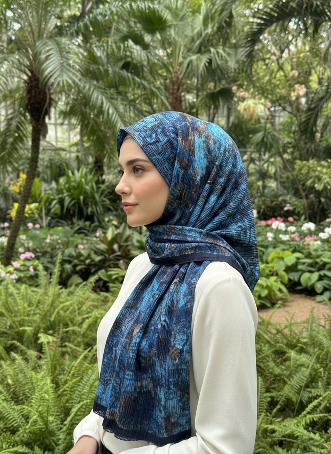 Cappio Craft Müslüm, Floral Çiçek Desenli Bürümcük Şal, Zarif, Kaymaz, Terletmez ve Rahat Kullanım 75 x 200 cm görsel 3