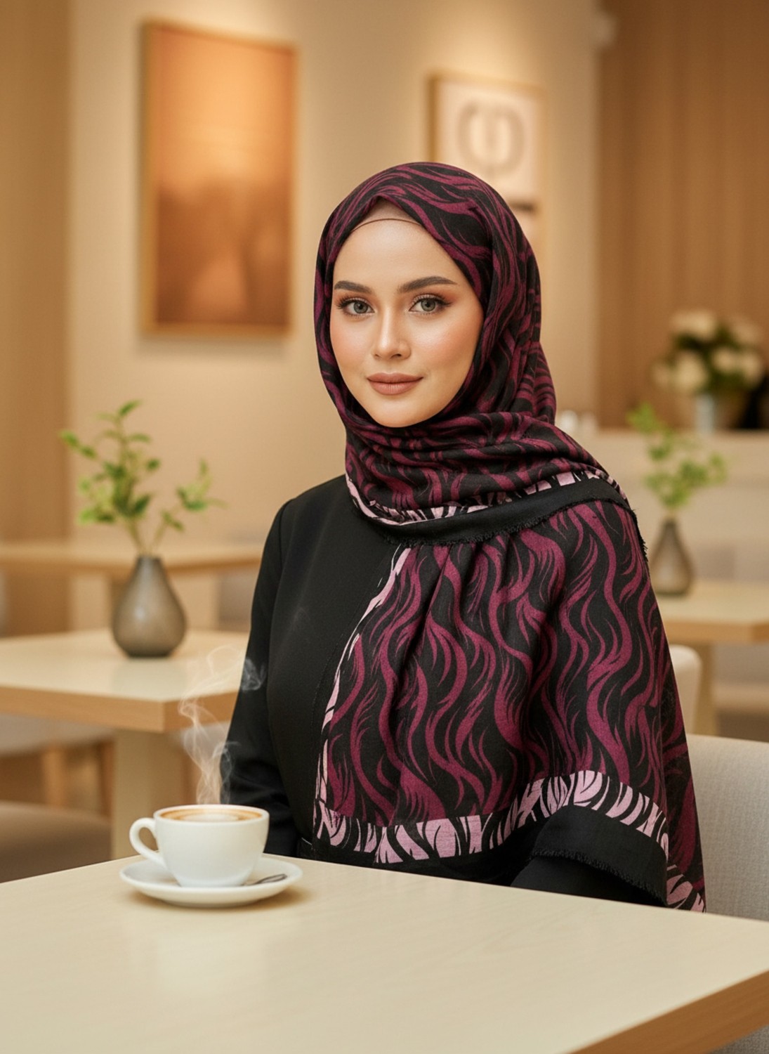 Bonjela Premium Dalga Desenli Eşarp– Modern Desenli Hafif Tesettür Eşarp görsel 8