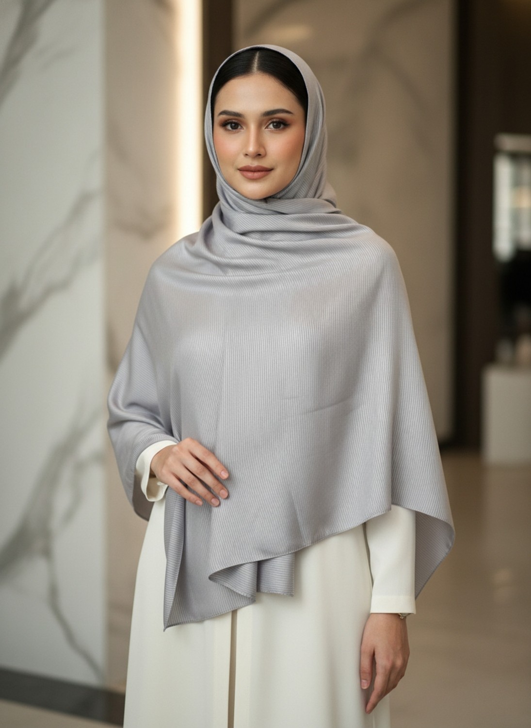 Modakaşmir Moda Kaşmir Misto Çizgili Pamuklu Şal görsel 4