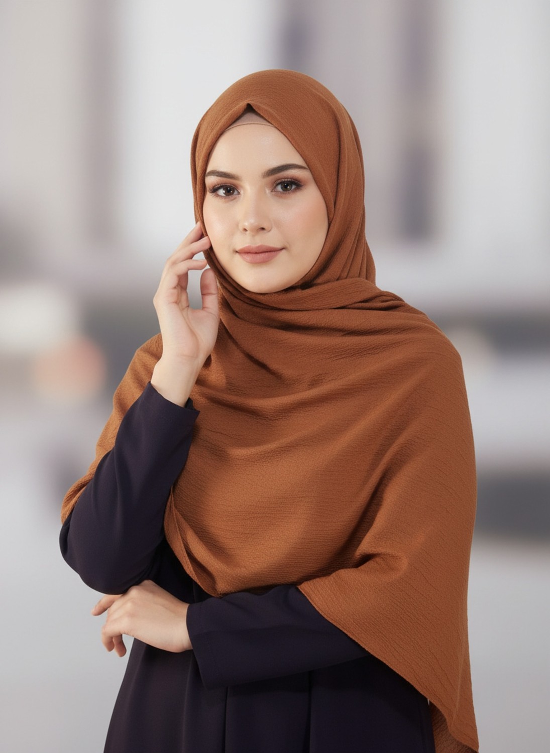 Modakaşmir Moda Safir Şal Koyu Kahve görsel 6