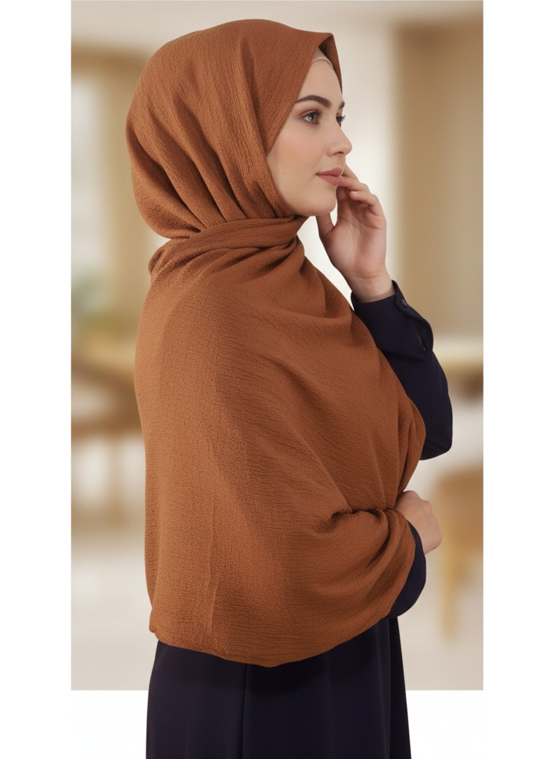 Modakaşmir Moda Safir Şal Koyu Kahve görsel 7