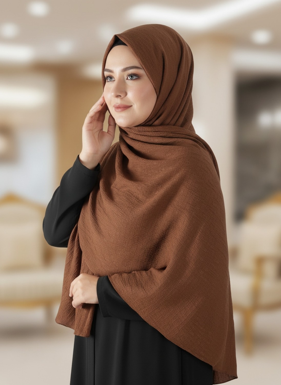 Modakaşmir Moda Safir Şal Koyu Kahve