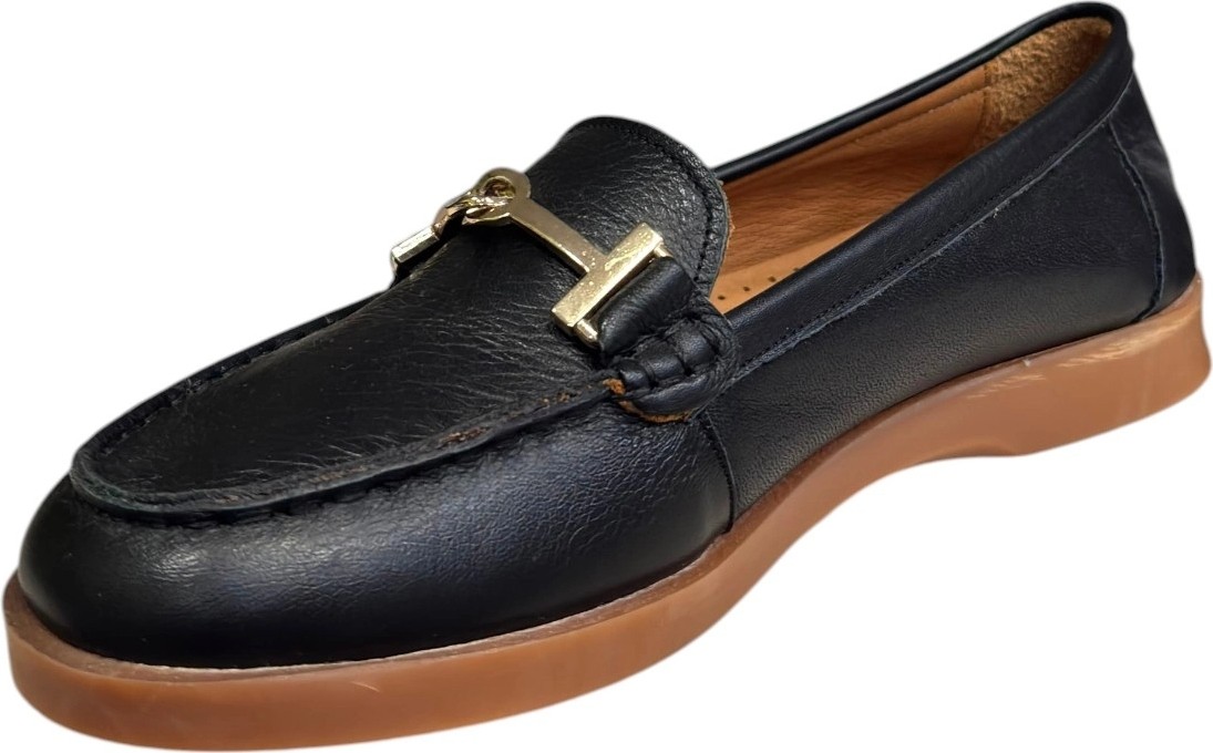 Myfit Shoes 605 Kadın Hakiki Deri Tokalı Loafer Ayakkabı Siyah görsel 4