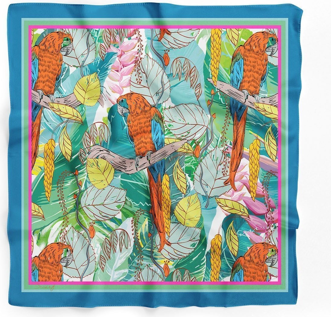 Dscarf Stilist Kadın Şal %100 Polyester Renkli Çiçek Desenli Günlük ve Özel Gün Kullanımına Uygun
