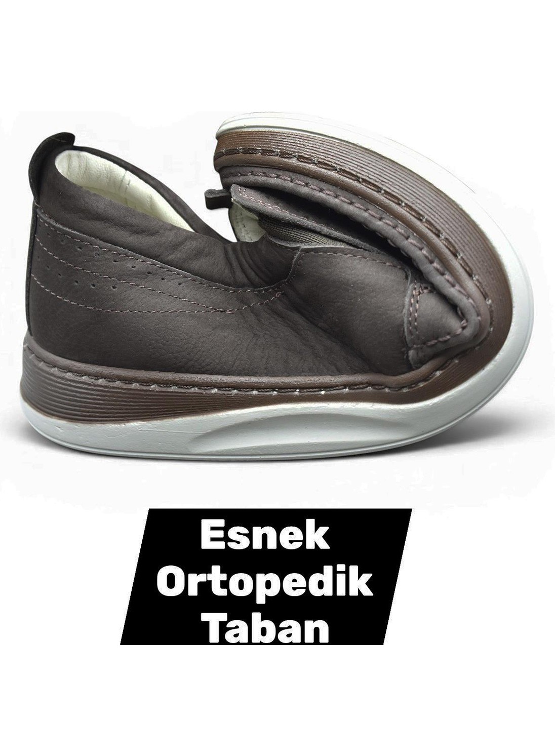 Ispartalılar 2354 Tam Ortopedik Taban %100 Hakiki Deri Erkek Ayakkabı Bağcıksız Yazlık Erkek Delikli Ayakkabı görsel 6