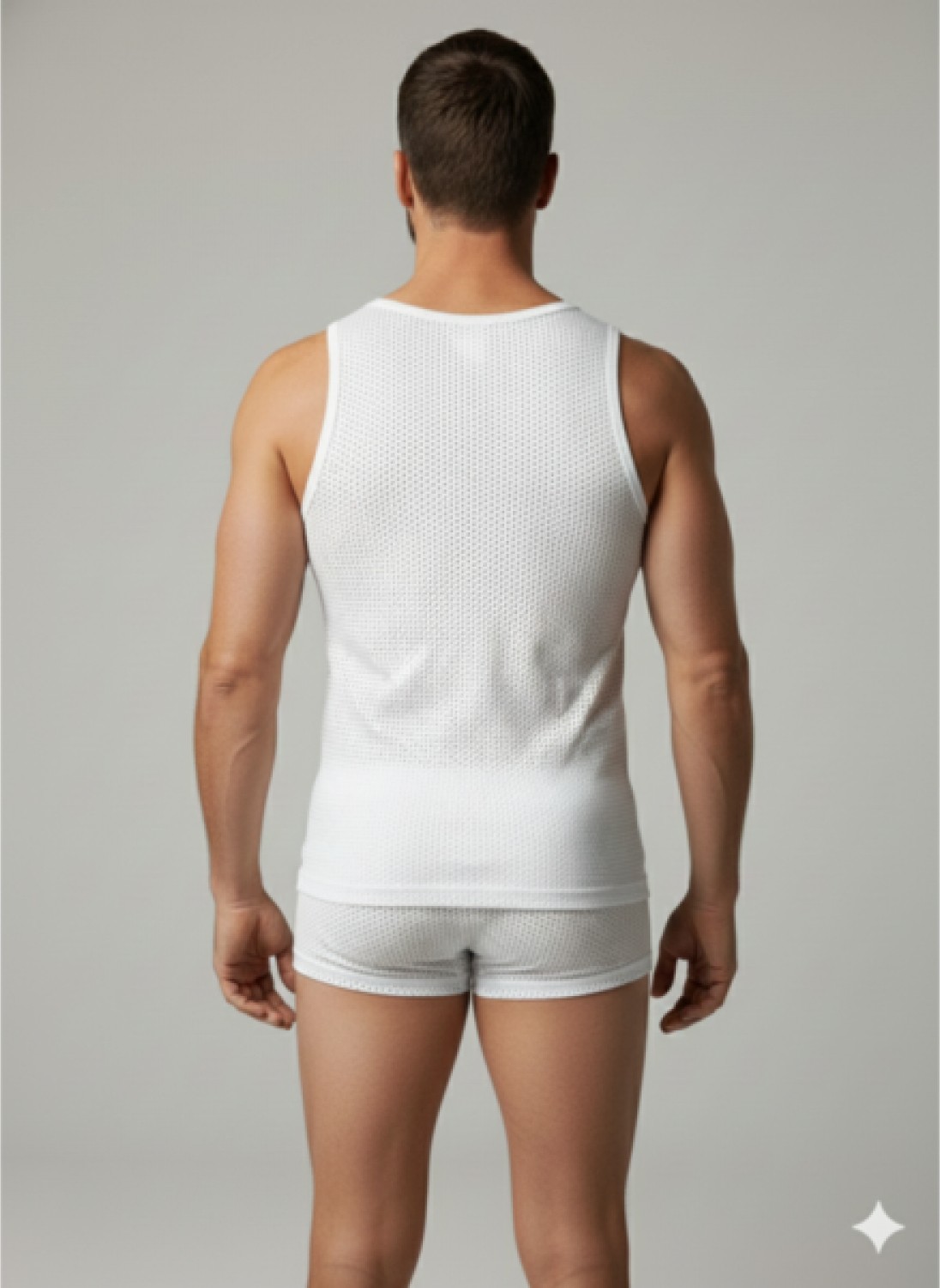 Marsilyan Erkek Beyaz File Tank Top Boxer Takımı görsel 3
