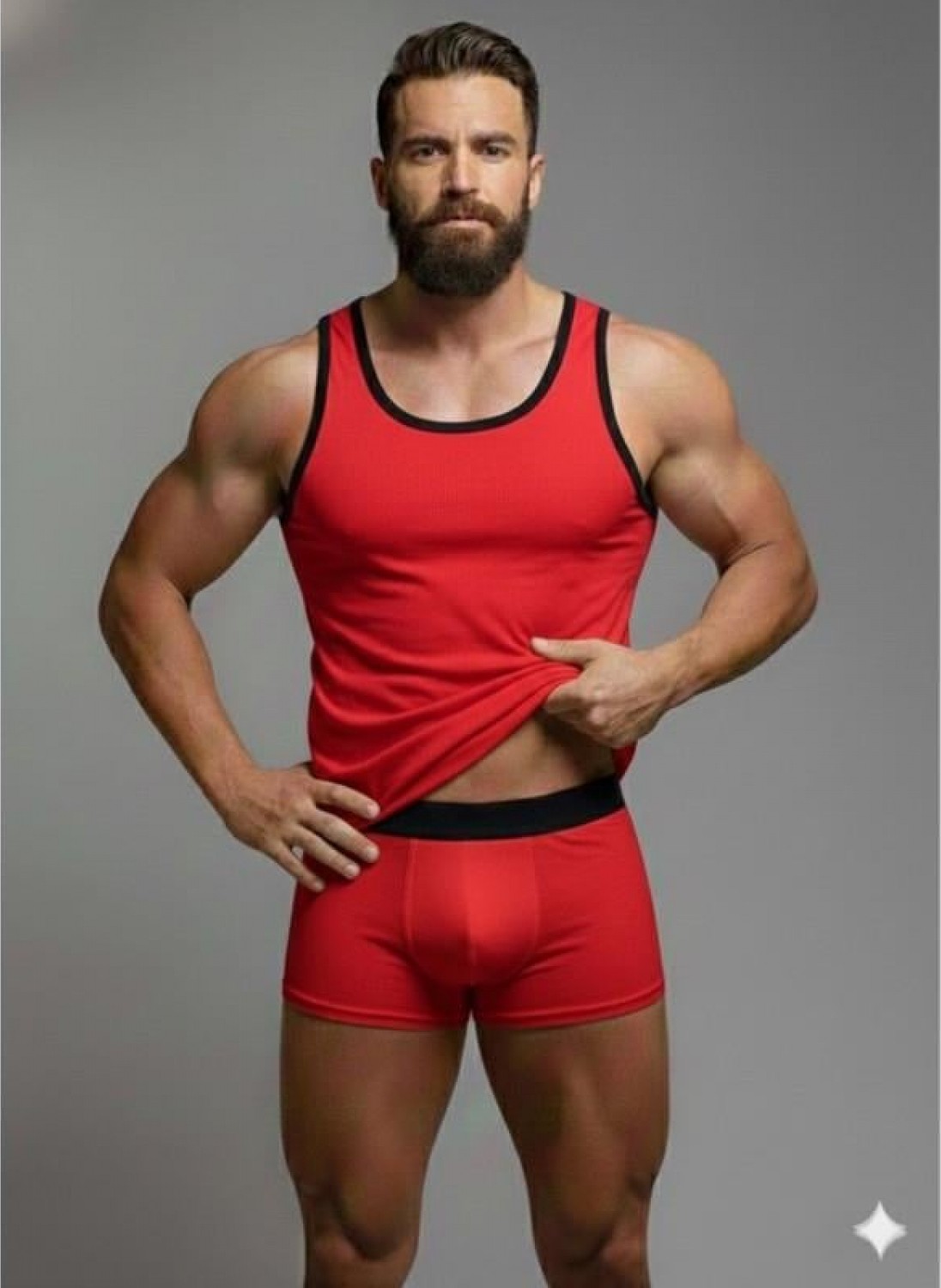 Marsilyan Erkek Kırmızı Tank Top Boxer Takımı