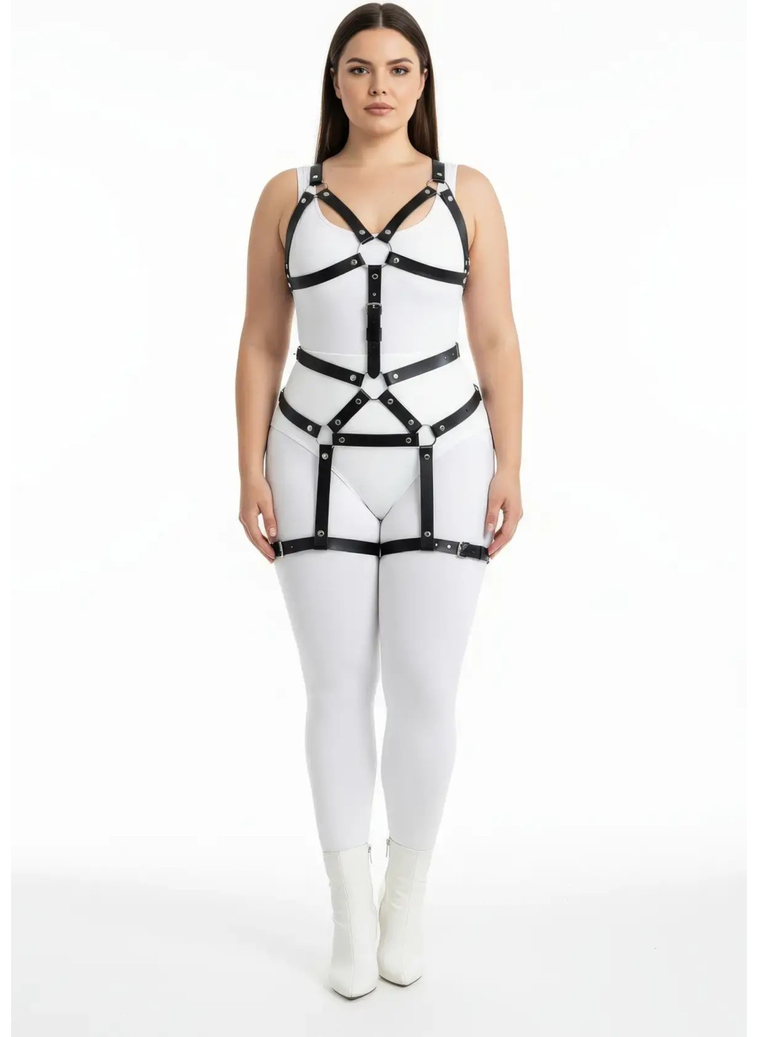 Motto10 Butik HDY MOTTO10 Butik Büyük Beden Siyah Kadın Harness Takım Deri Body Fantezi Aksesuar - APFT750 görsel 2