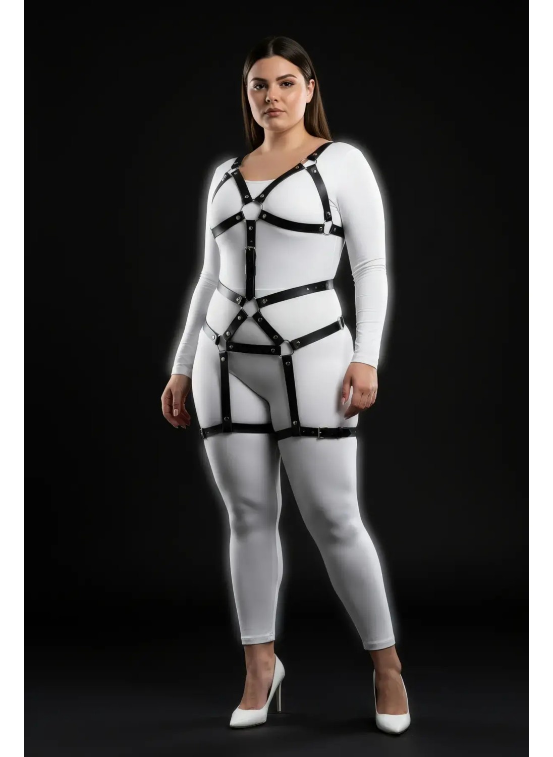 Motto10 Butik HDY MOTTO10 Butik Büyük Beden Siyah Kadın Harness Takım Deri Body Fantezi Aksesuar - APFT750 görsel 3