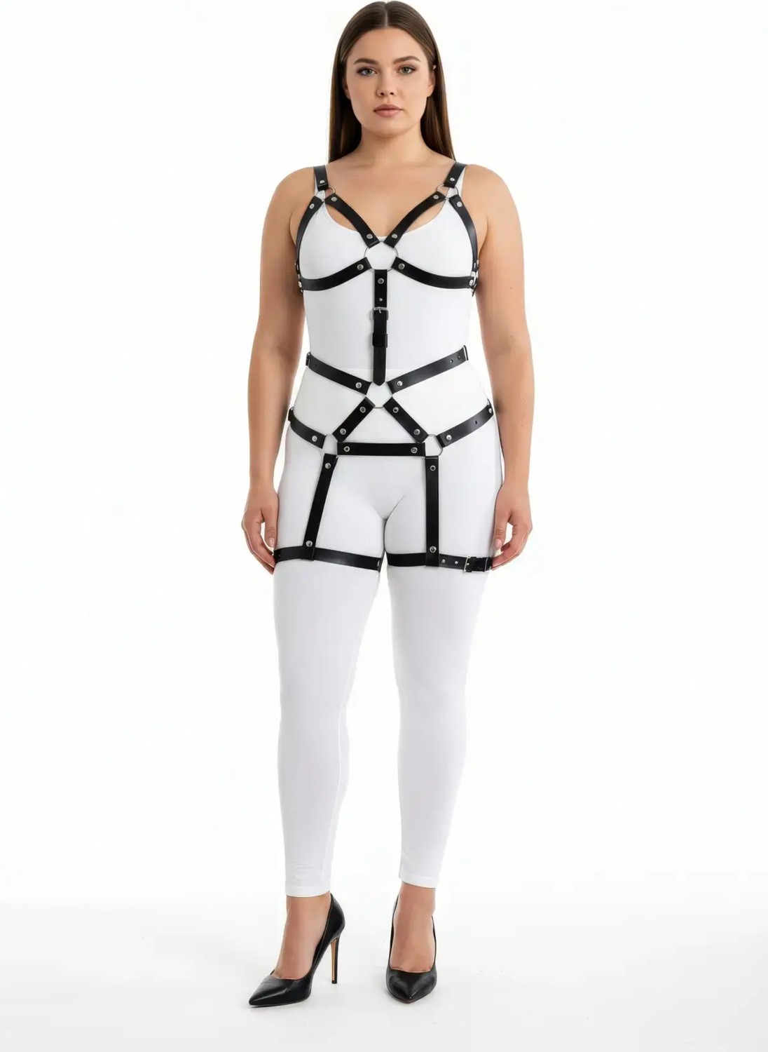 Motto10 Butik HDY MOTTO10 Butik Büyük Beden Siyah Kadın Harness Takım Deri Body Fantezi Aksesuar - APFT750 görsel 5