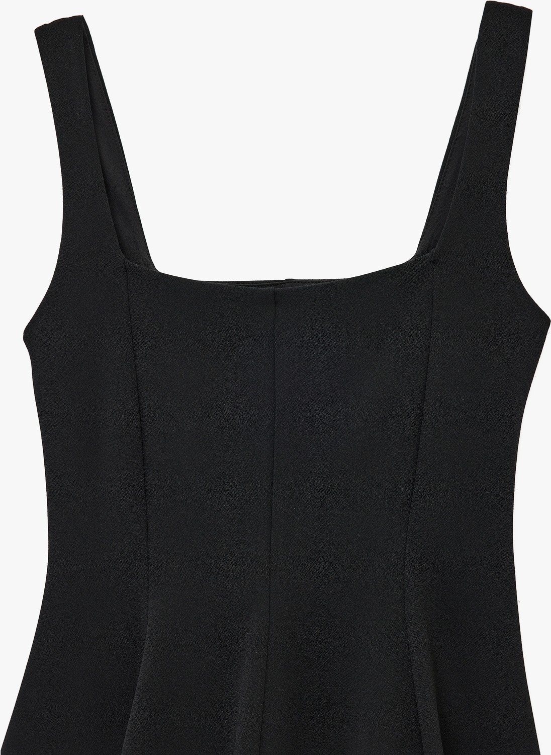 Koton Krep Scuba Kumaş Kare Yaka Kalın Askılı Mini Kloş Elbise görsel 6